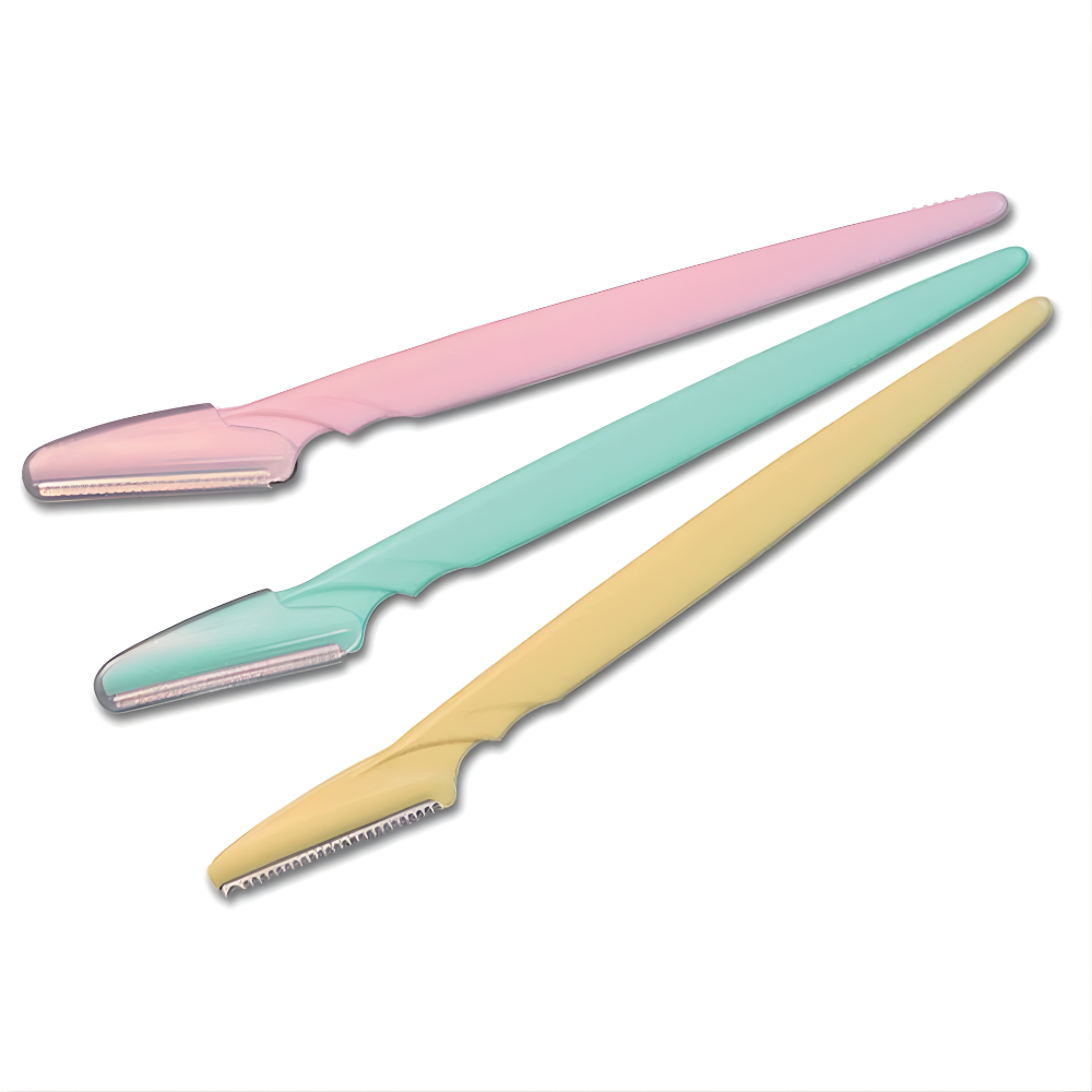 ANNIE Professional Eyebrow Shaper tools in pastel colors for precise grooming of eyebrows and facial hair.