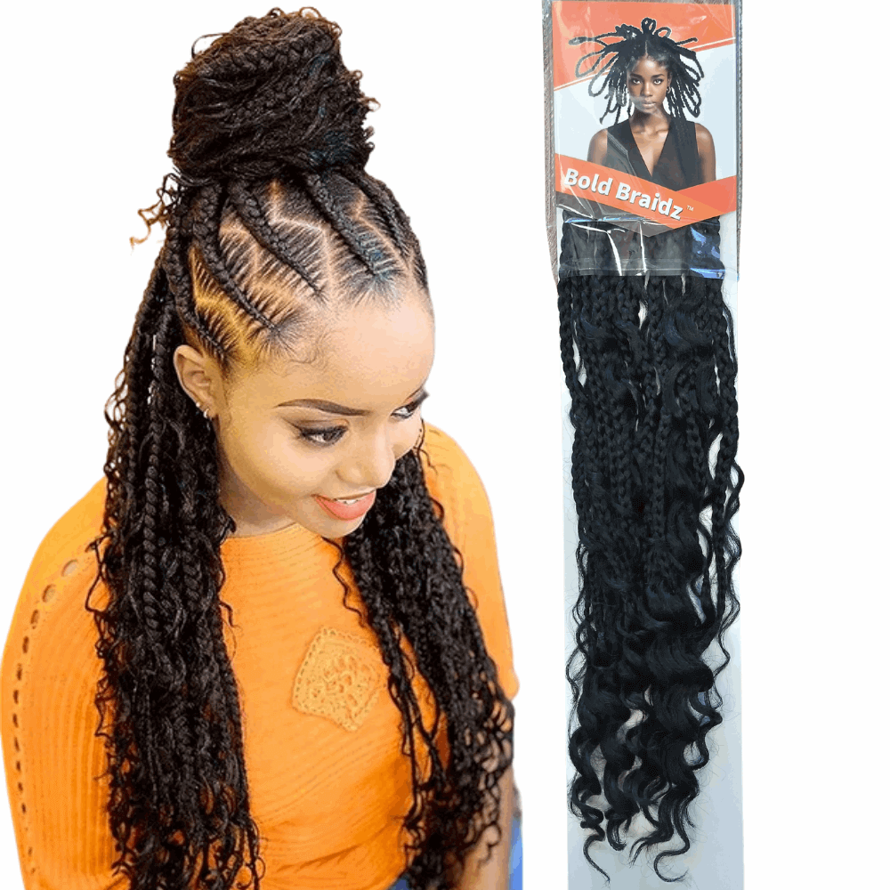 20" Goddess Bold Braidz Box Braids Crochet Hair Curly End Bohemian Braids Synthetic Braiding Hair Extensions