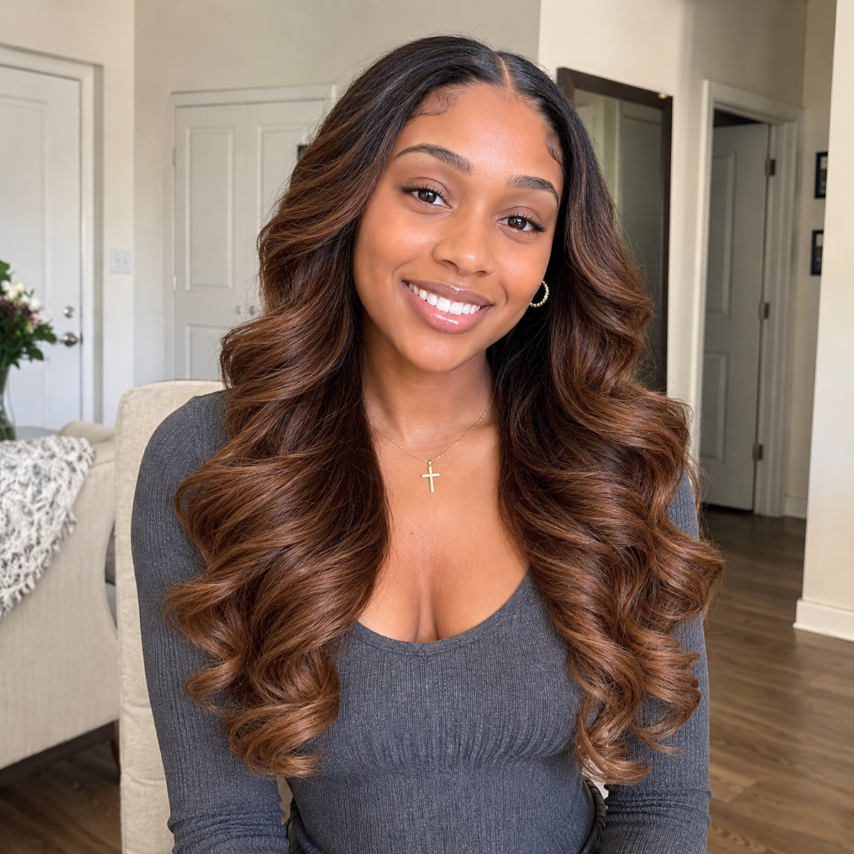 Juliet Hair 22" Yaki Twist Blended Human Hair Bundles with 13x4 Frontal, T4/30 Ombre
