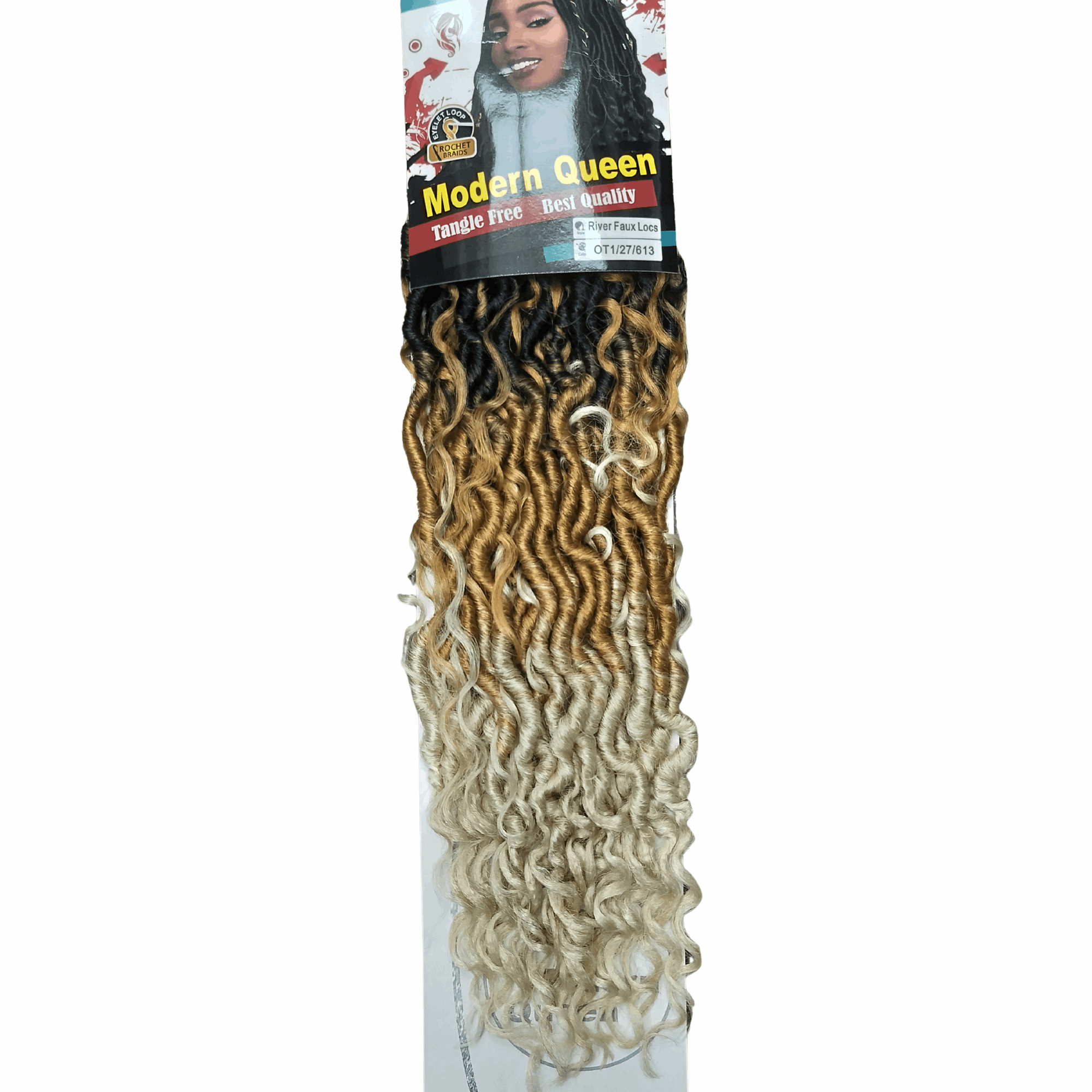 22" Modern Beauty Crochet River Faux Locs hair extension in ombre style from Modern Queen.