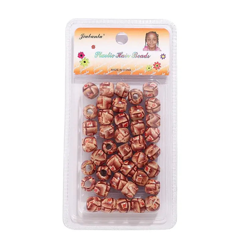 40 Pcs Printed Wooden Hair Beads African Braids Decorative Hair Beads - Celegant Beauty