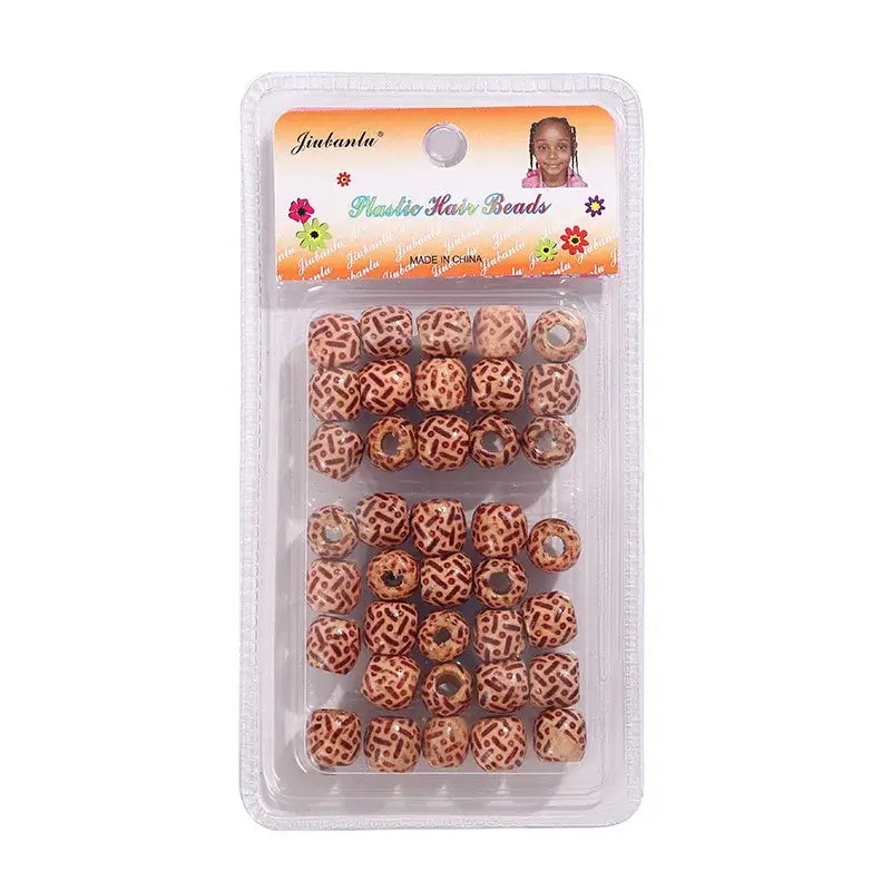 40 Pcs Printed Wooden Hair Beads African Braids Decorative Hair Beads - Celegant Beauty