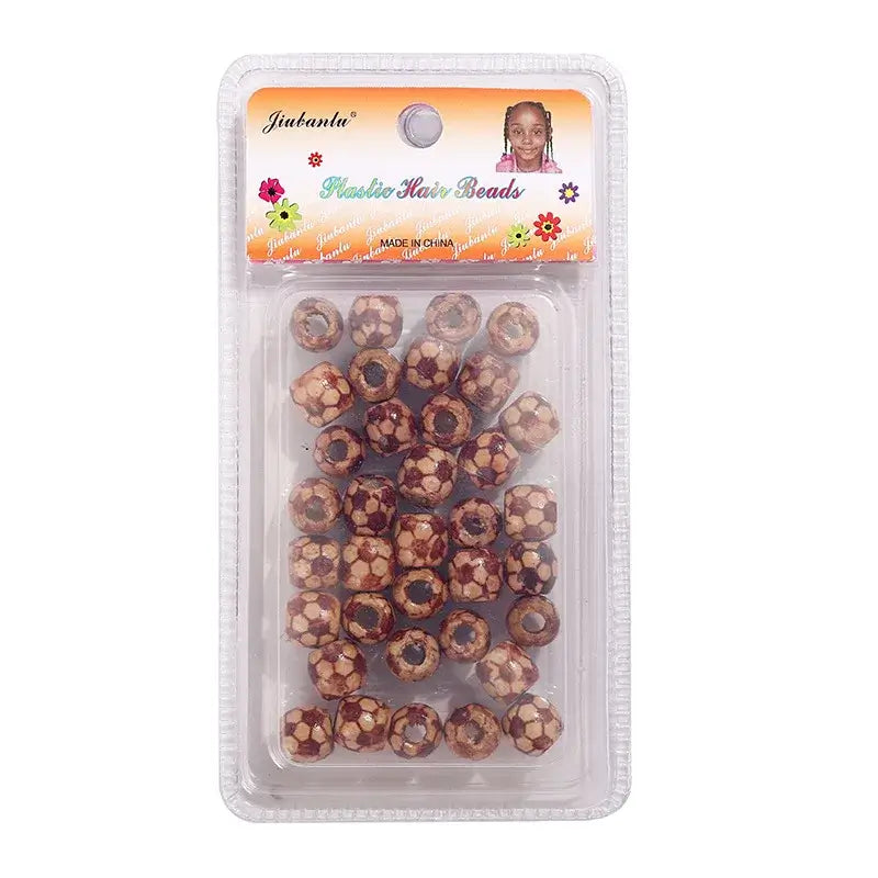 40 Pcs Printed Wooden Hair Beads African Braids Decorative Hair Beads - Celegant Beauty