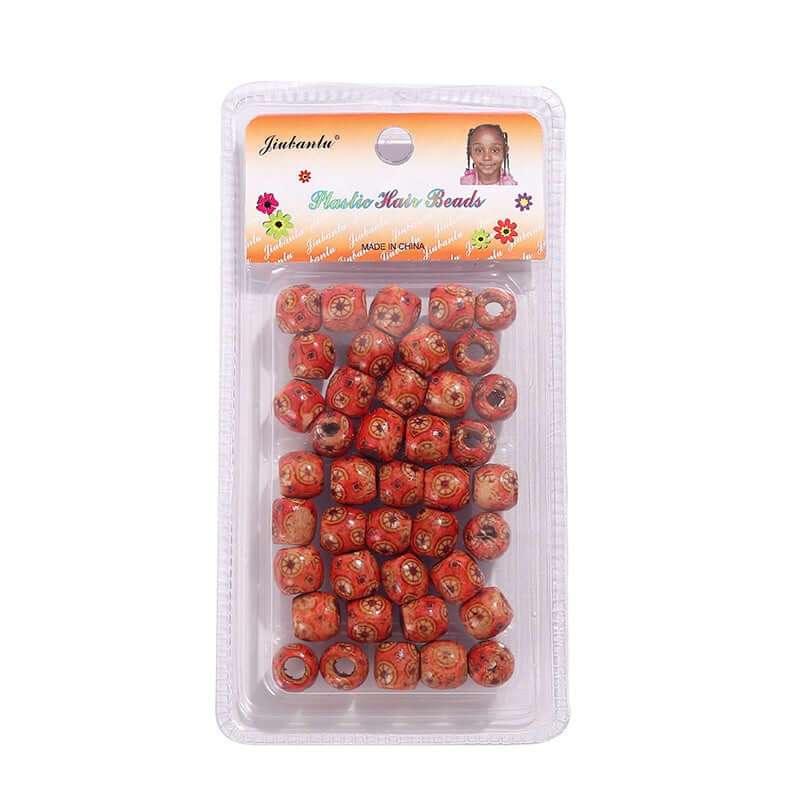 40 Pcs Printed Wooden Hair Beads African Braids Decorative Hair Beads - Celegant Beauty