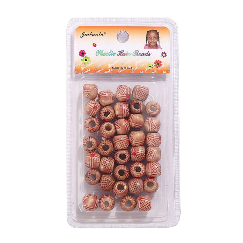 40 Pcs Printed Wooden Hair Beads African Braids Decorative Hair Beads - Celegant Beauty