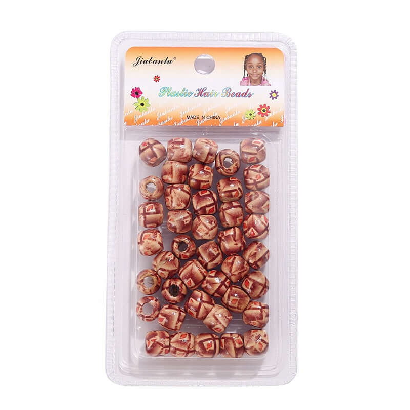 40 Pcs Printed Wooden Hair Beads African Braids Decorative Hair Beads - Celegant Beauty