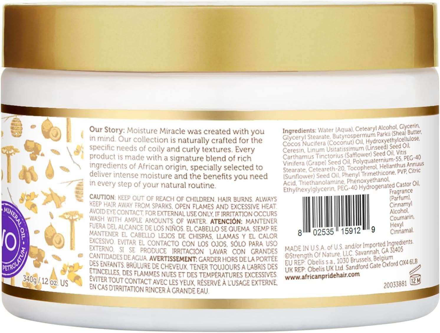AFRICAN PRIDE Moisture Miracle Shea Butter & Flaxseed Oil Curling Cream (12oz)