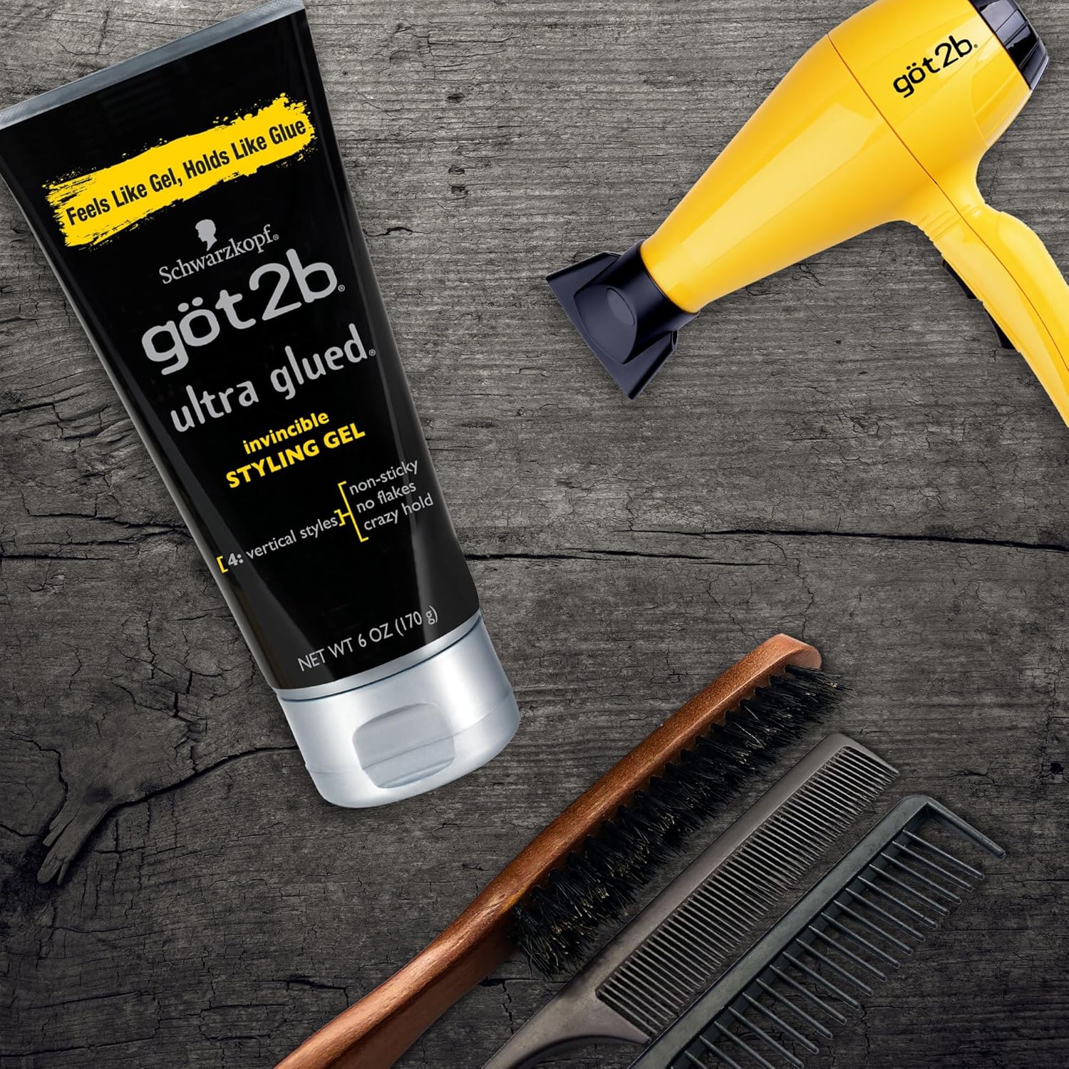 GOT2B Ultra Glued Styling Gel [Black] (6oz)