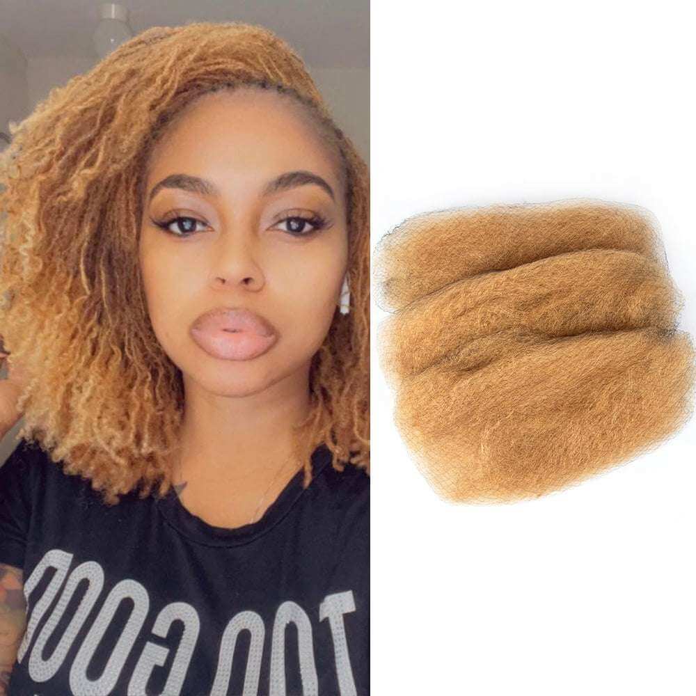 8" 50g 100% Human Hair Afro Bulk Extensions for Braiding & Micro Twists displayed beside a model showcasing afro hairstyle.