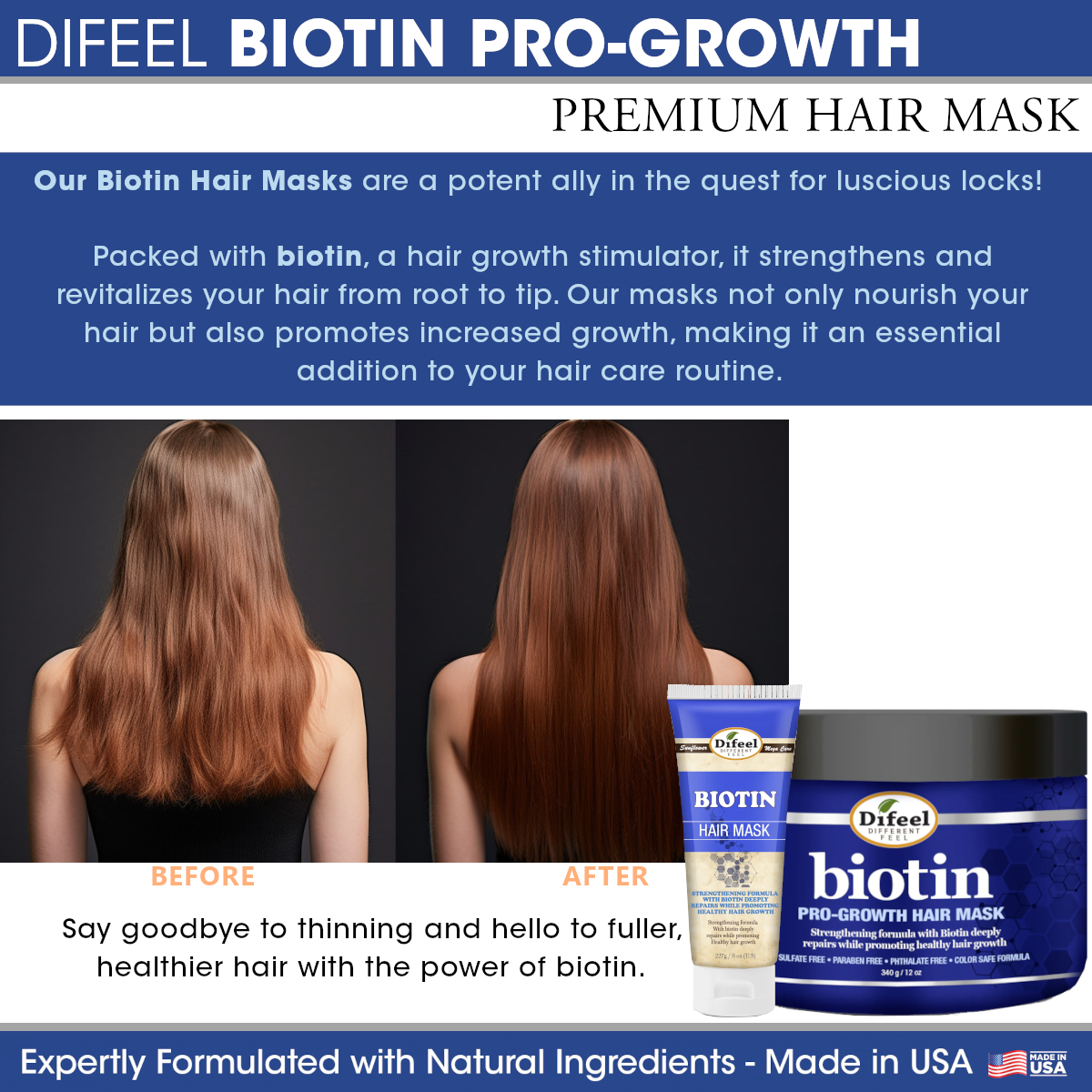 Difeel SUNFLOWER Difeel Biotin Pro-Growth Hair Mask (12oz)