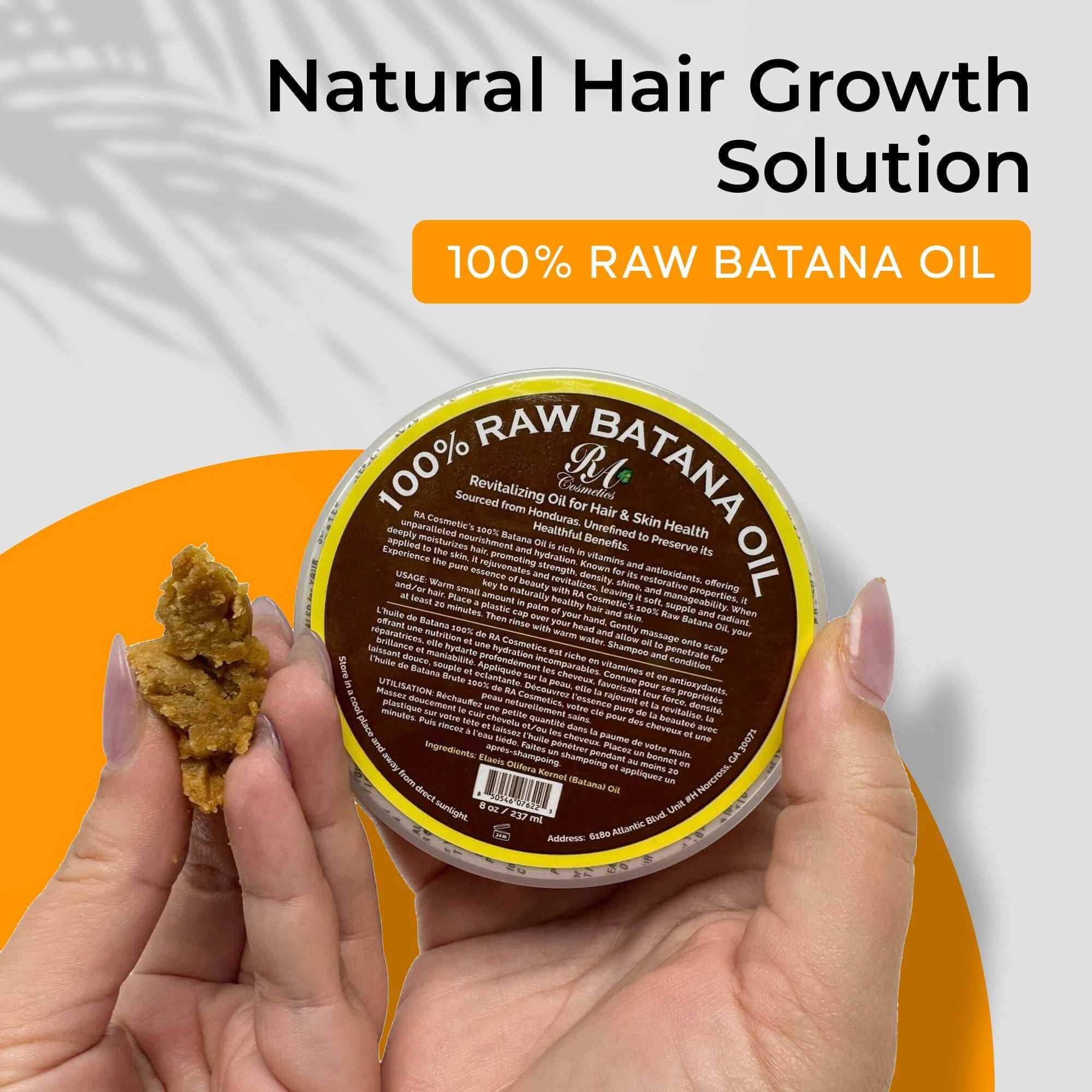 RA COSMETICS 100% Raw Batana Oil for hair (4oz) natural hair growth solution with jar and batana nut