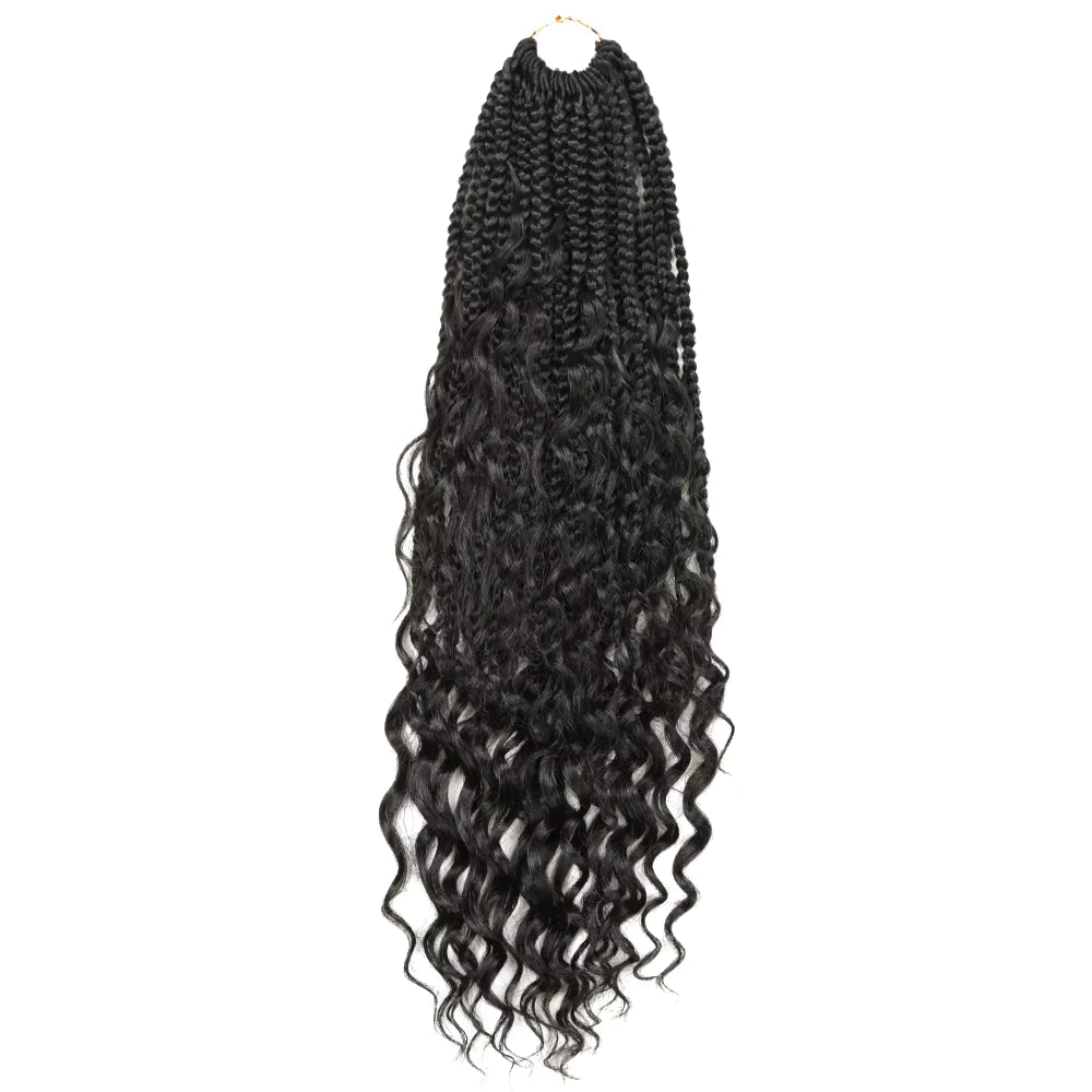 20" Goddess Bold Braidz Box Braids Crochet Hair Curly End Bohemian Braids Synthetic Braiding Hair Extensions