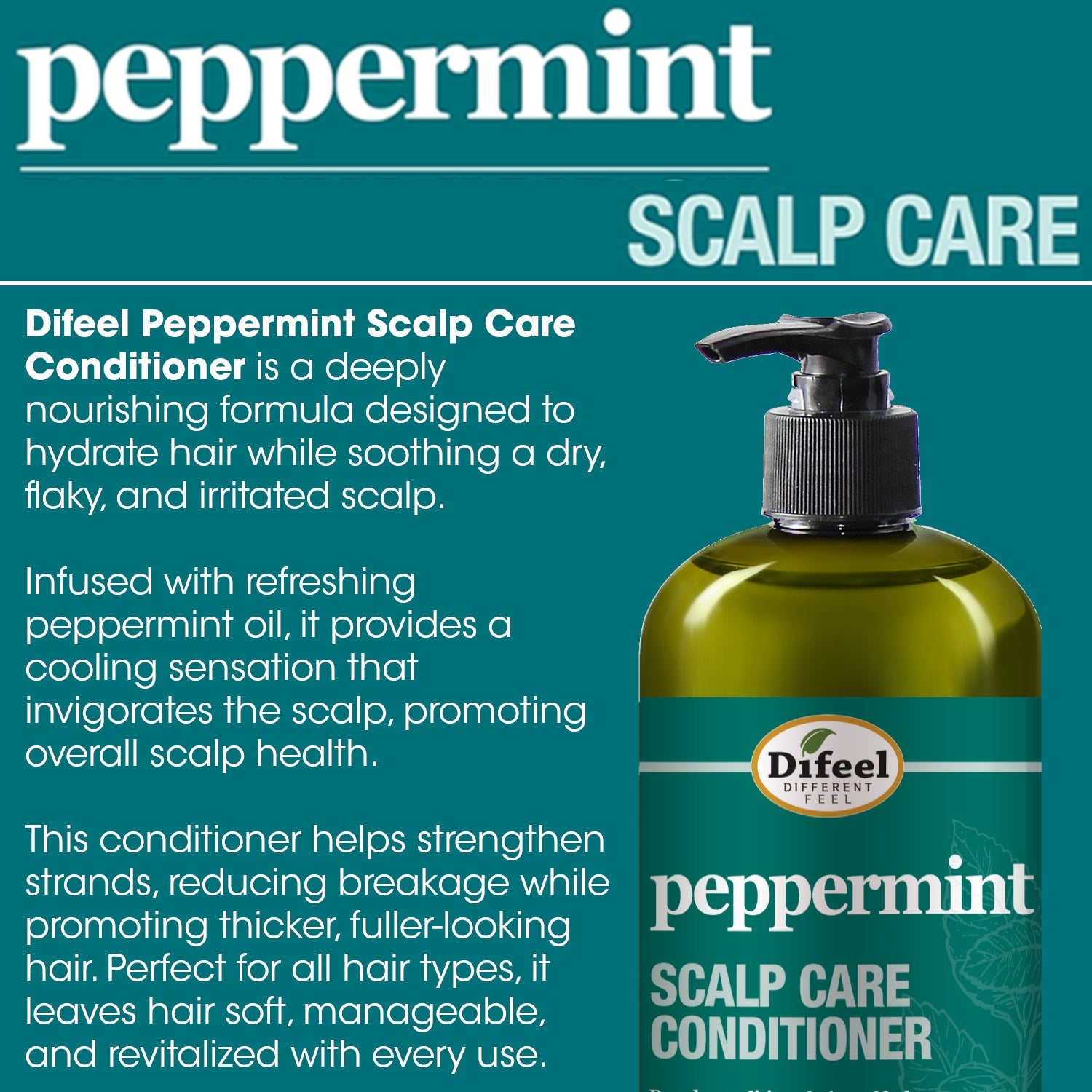 Difeel Peppermint Scalp Care Conditioner (12oz)