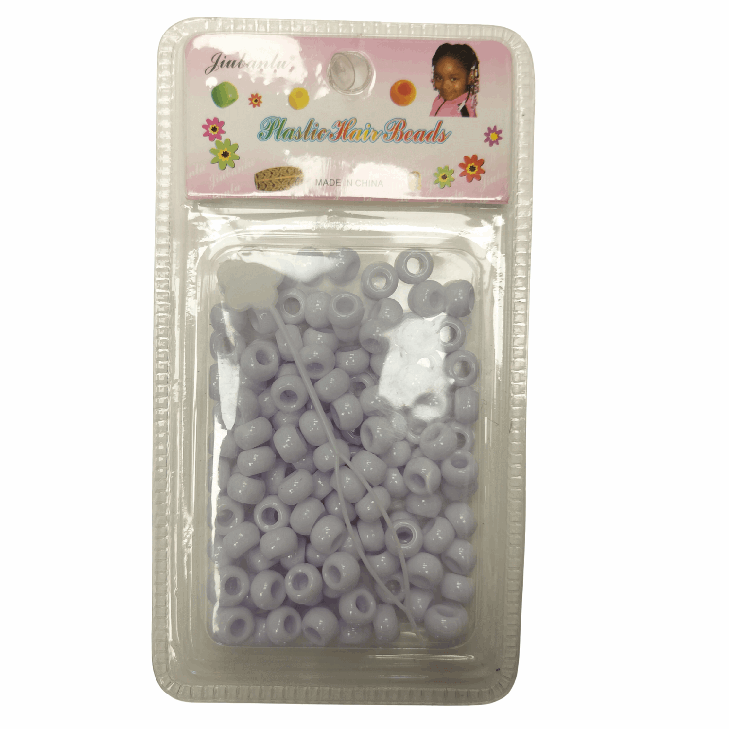 Colorful Plastic Braid Beads for Women & Kids Multi-Colored for Hair in a pack of lavender beads.