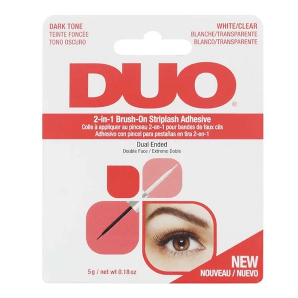 DUO 2-in-1 Brush On Clear & Dark Adhesive - White/Clear (0.18oz)