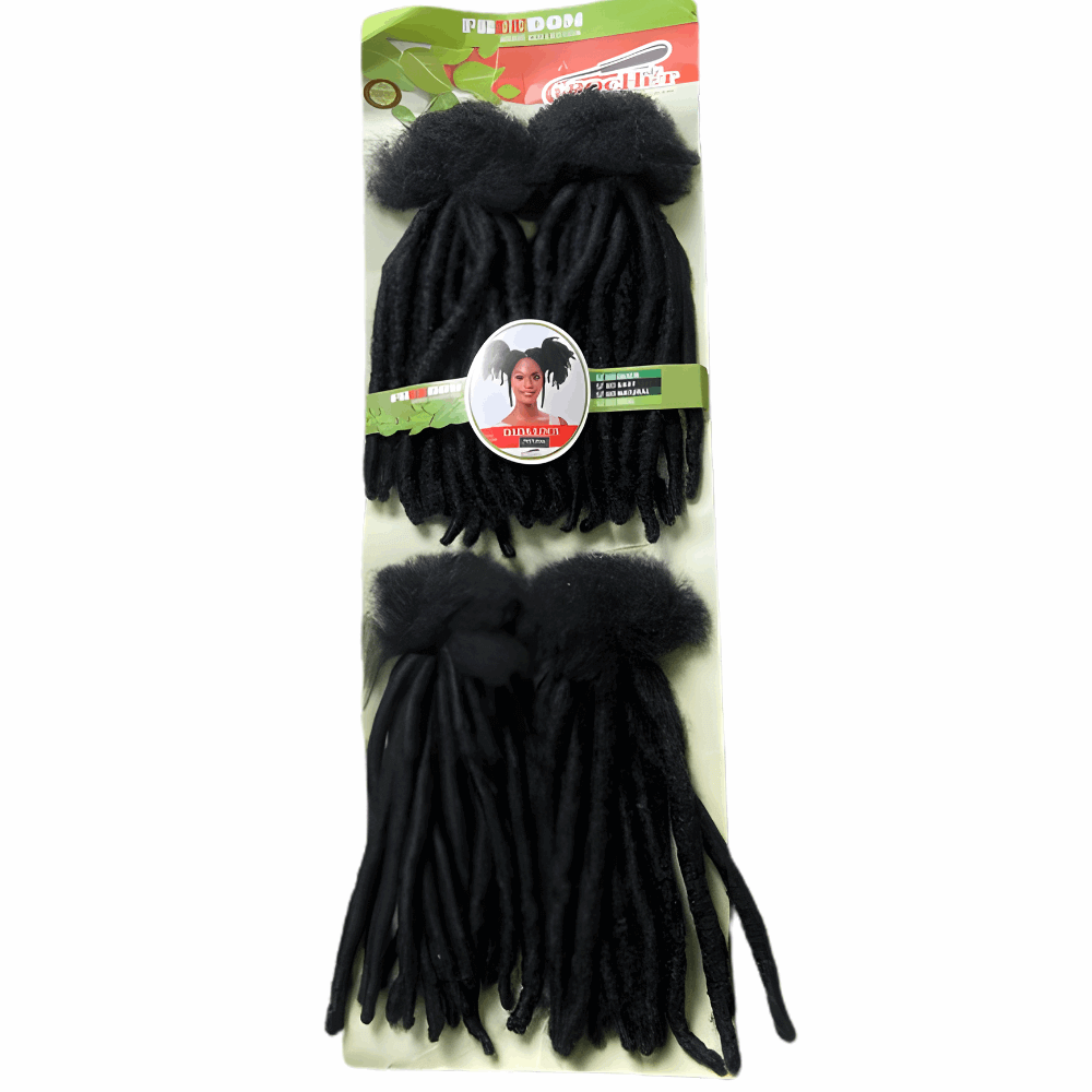 10" Freedom Collection DADA Locs Dreadlock Synthetic Crochet displayed on packaging.