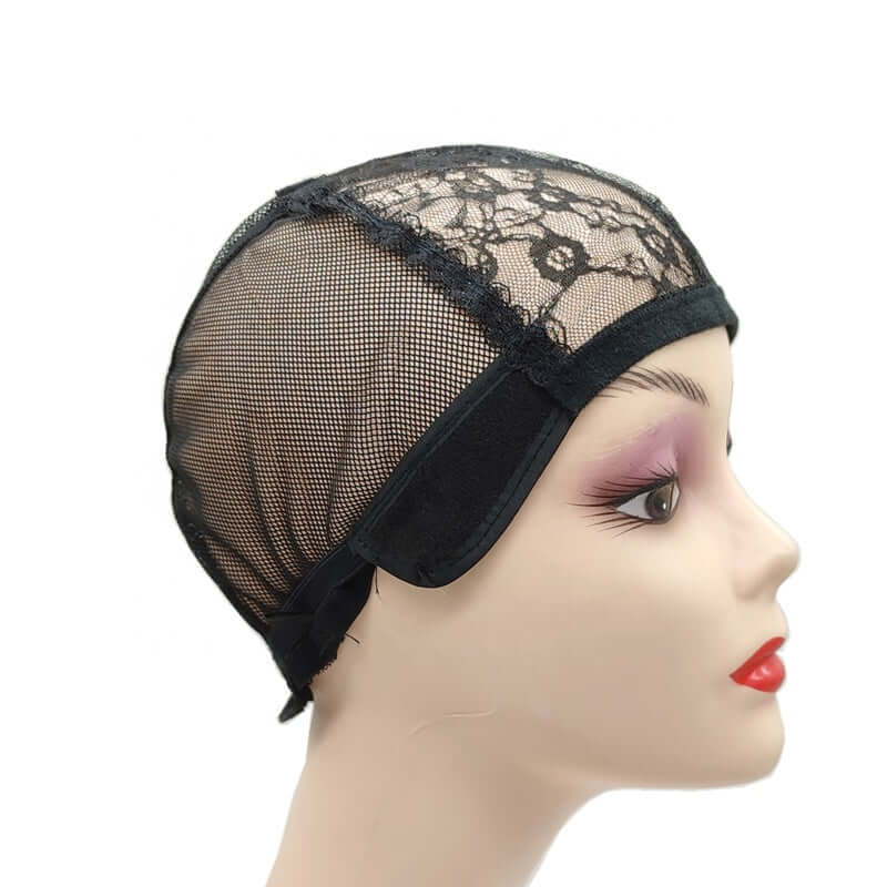 Full Net Weaving Wig Cap for Making Wig with Adjustable Strap - Black - Celegant Beauty