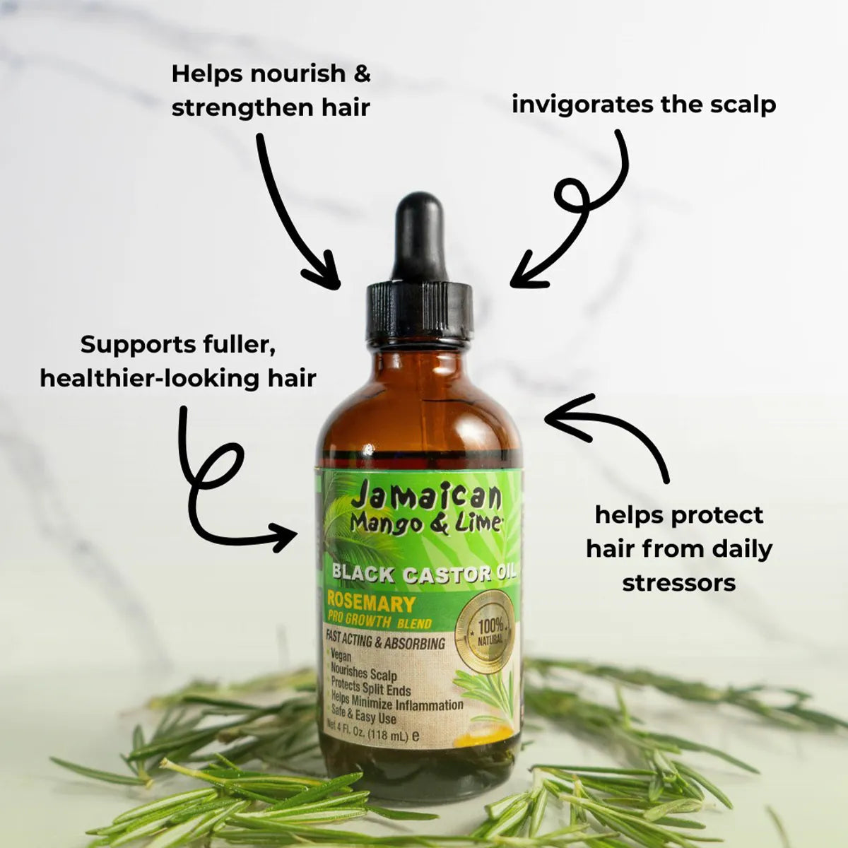 JAMAICAN MANGO & LIME Black Castor Oil [Rosemary] (4oz)