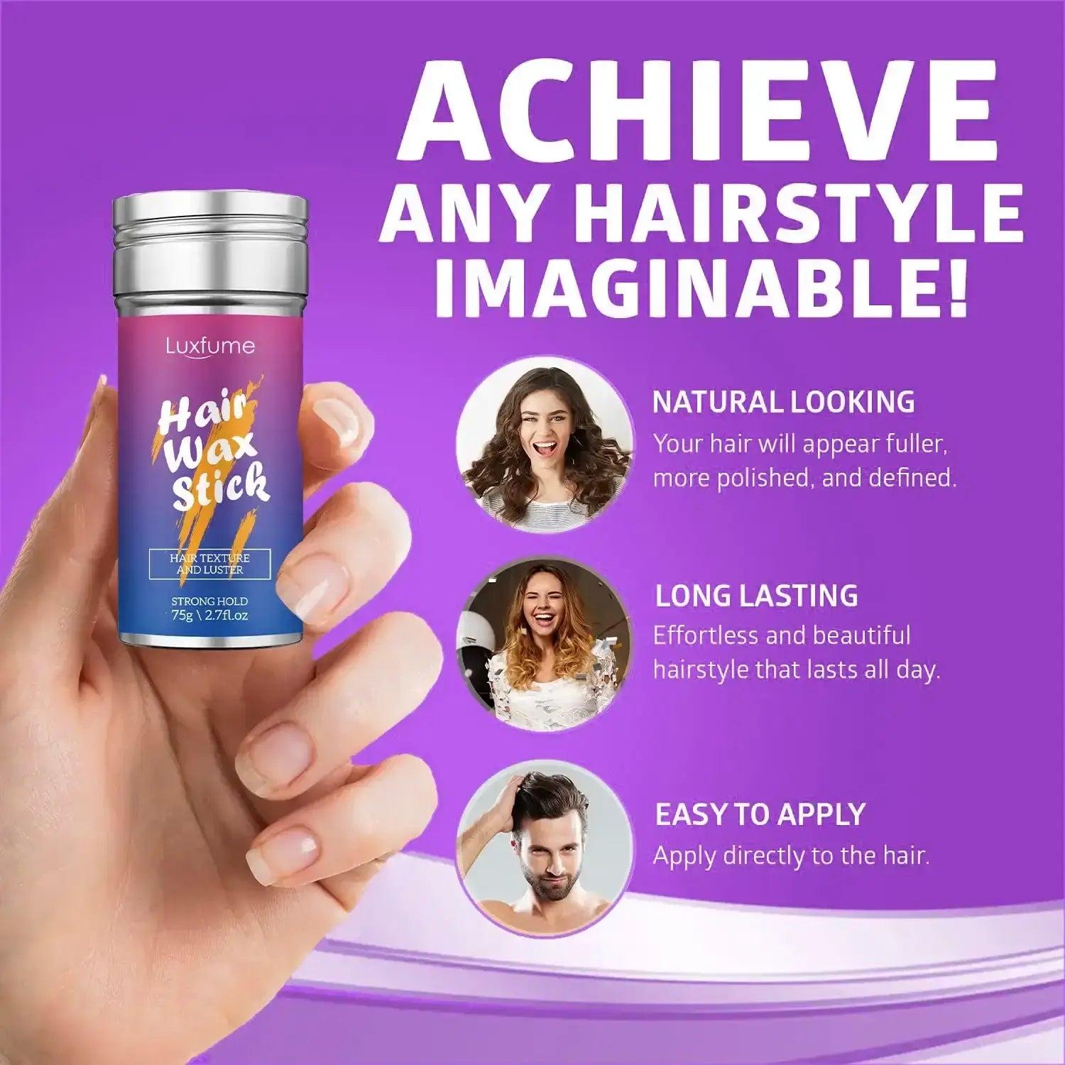 Luxfume Natural Vegan Hair Wax  Stick - 2.7oz - Celegant Beauty