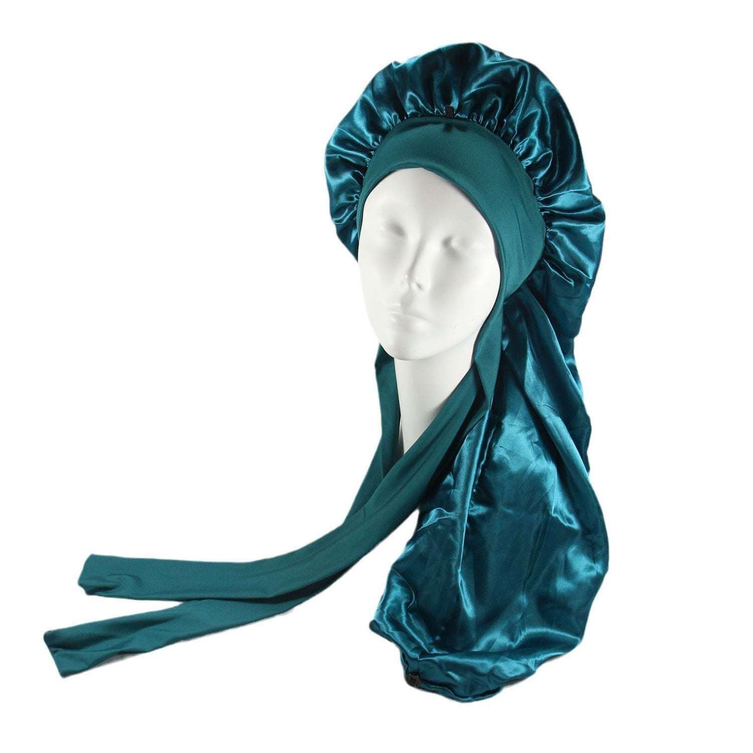 No Slip-Off Long Tie Band Adjustable Satin Bonnet Cap for Braids - Celegant Beauty