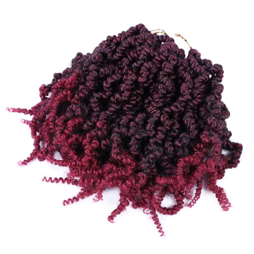 8 Packs 8" Short Pre-Looped Synthetic Spring Pre-Twisted Bob Crochet Braid Hair Extension in a vibrant curly style.