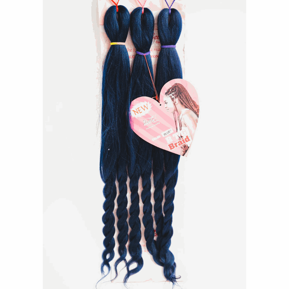 29" Bella Collection RTG Braid Pre-stretched Braiding hair extension with curly ends - 270g in navy blue.