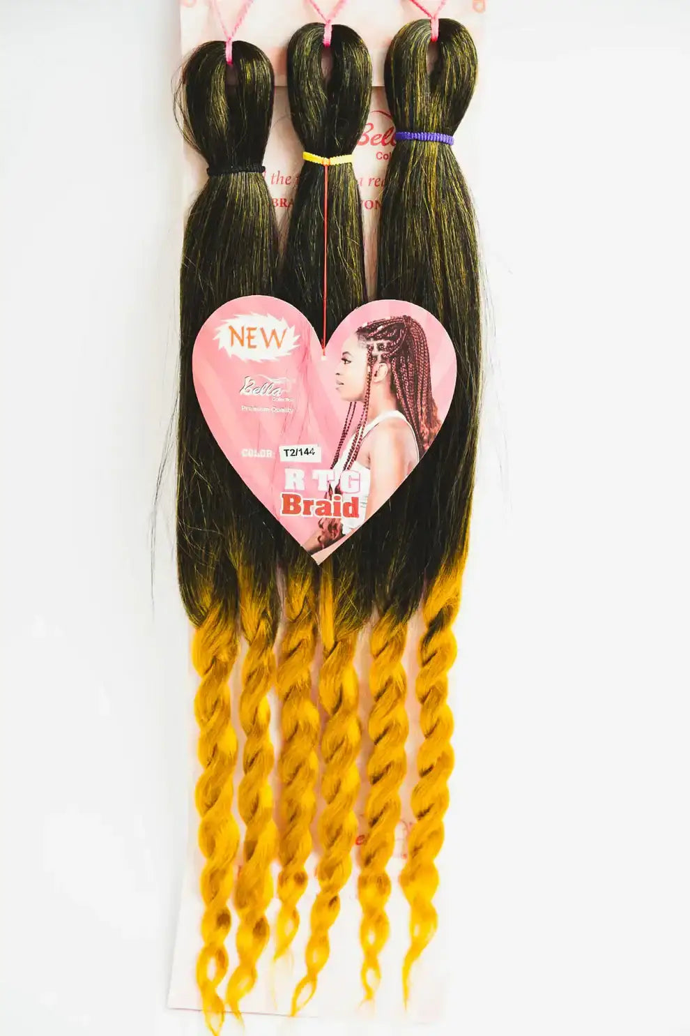 29" Bella Collection RTG Braid Pre-stretched Braiding hair extension with curly ends - 270g displayed in packaging
