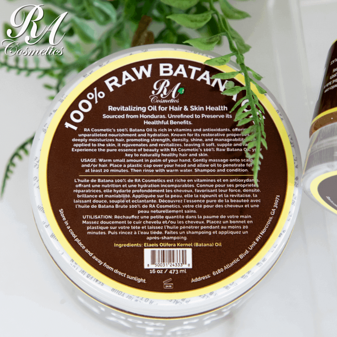 RA COSMETICS 100% Raw Batana Oil for hair (4oz) - revitalizing oil sourced from Honduras for hair and skin health.