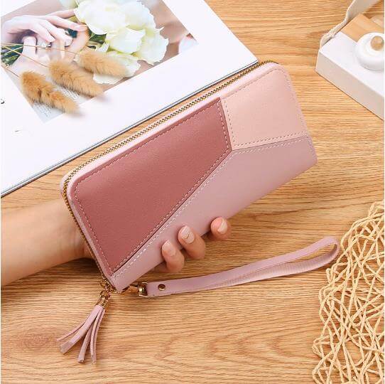 Women pink zipper wallet Purse and Card Holder - Celegant Beauty