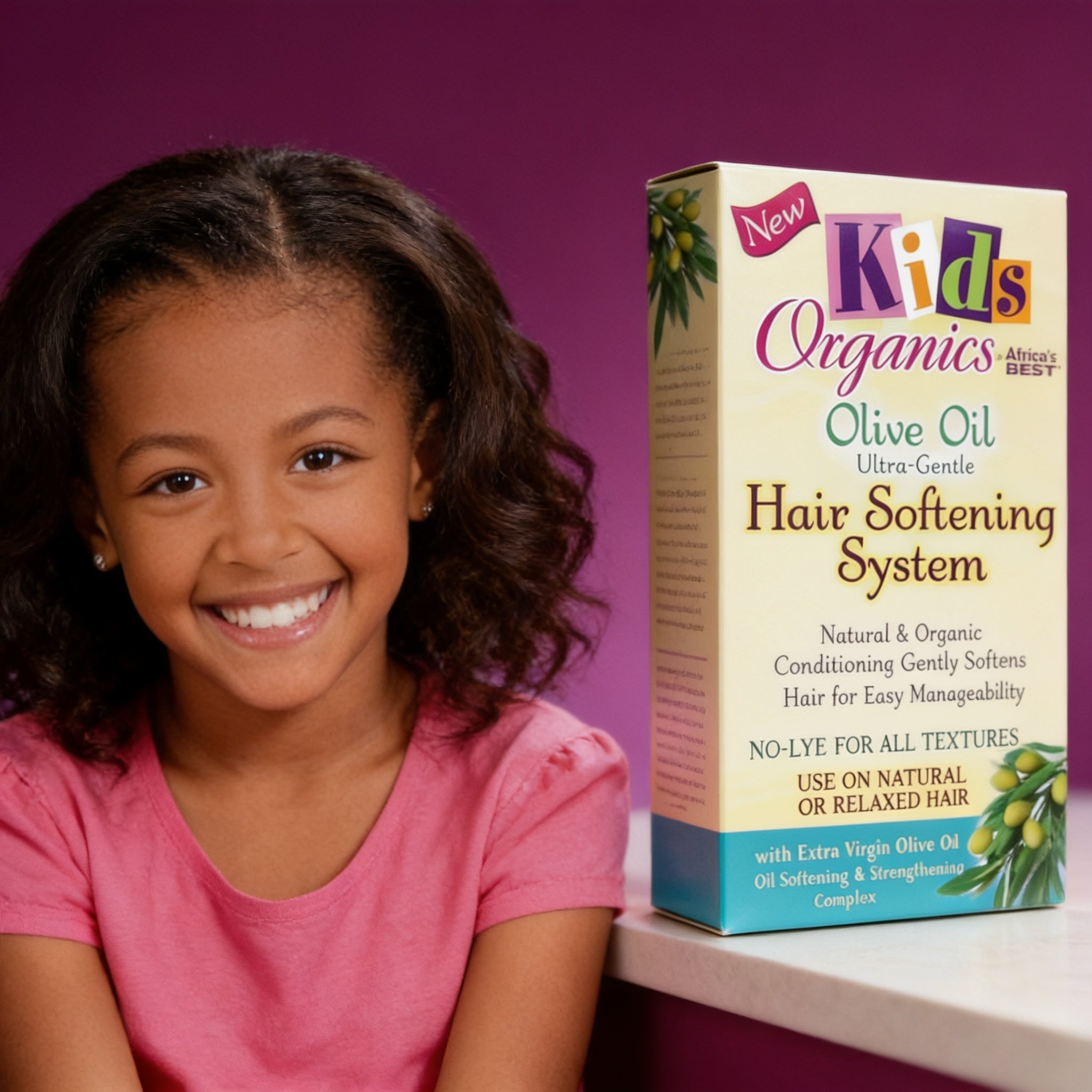 AFRICA'S BEST Kids Originals Olive Oil Hair Softening Kit - usage