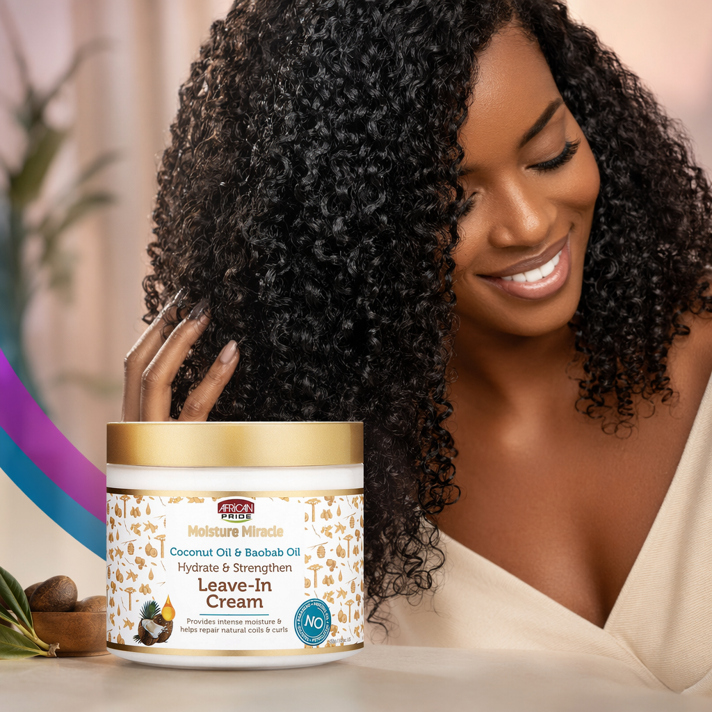 AFRICAN PRIDE Moisture Miracle Coconut & Baobab Oil Leave In Cream (15oz) - result