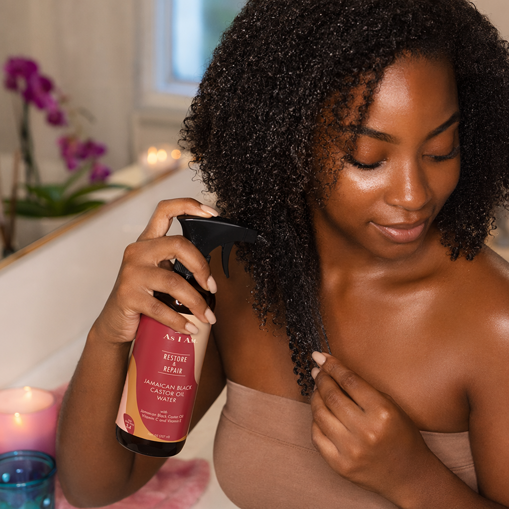 AS I AM Jamaican Black Castor Oil Water (16oz) - usage