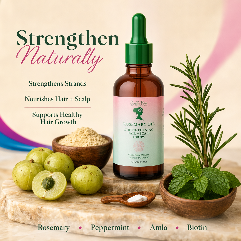 CAMILLE ROSE Rosemary Oil Strengthening Hair & Scalp Drops (1.9oz) - benefit