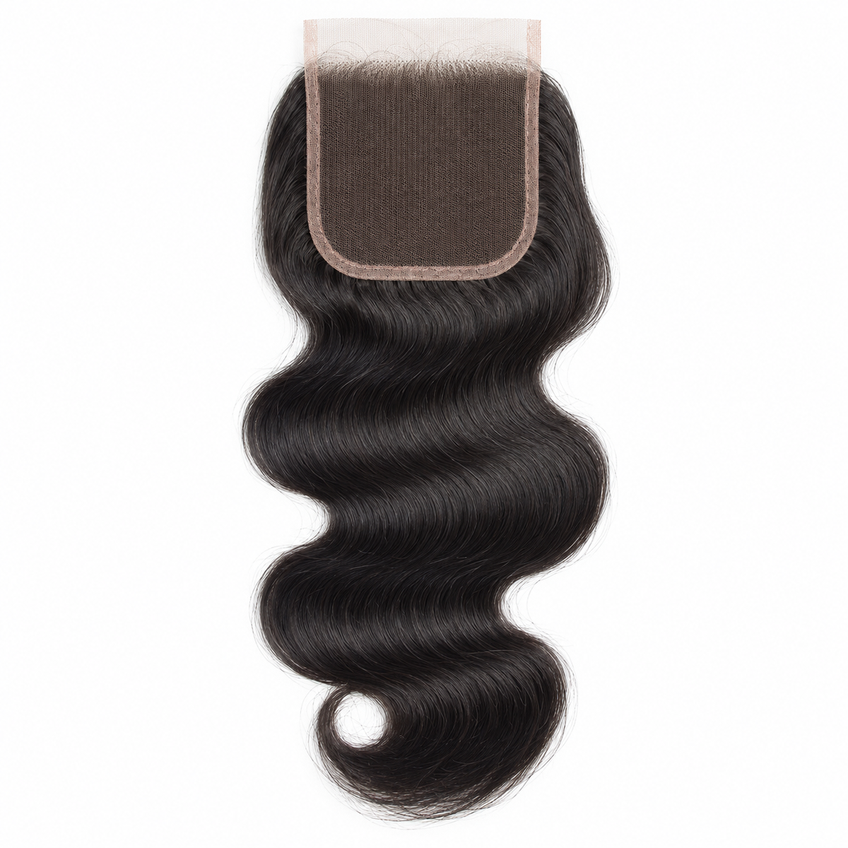 4x4 transparent lace closure in natural black body wave Remy human hair with a middle part