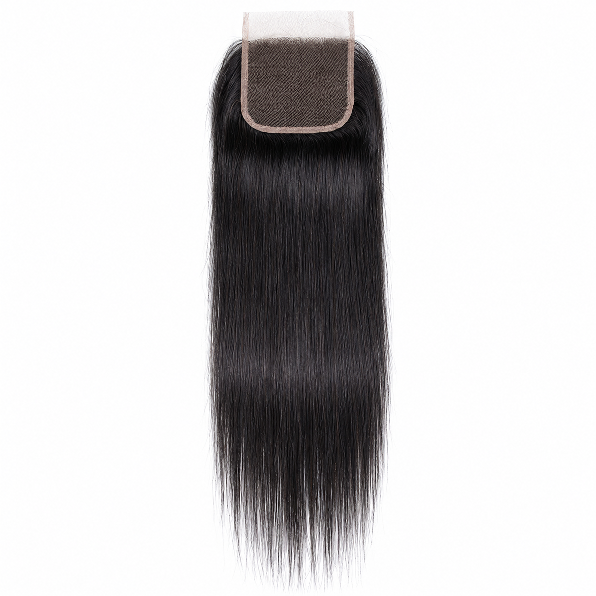 4x4 transparent lace closure in natural black straight Remy human hair with a middle part