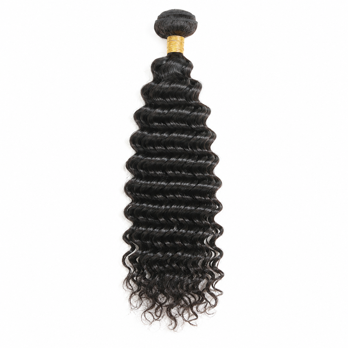 Single 100 g bundle of natural black deep wave Remy human hair, 20 inches, machine double weft