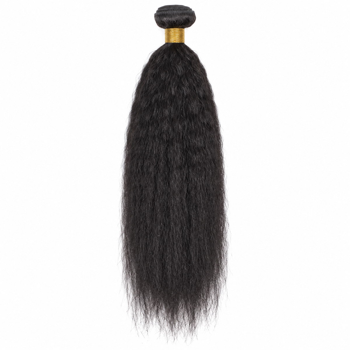 Single 100 g bundle of natural black kinky straight Remy human hair, 20 inches, machine double weft