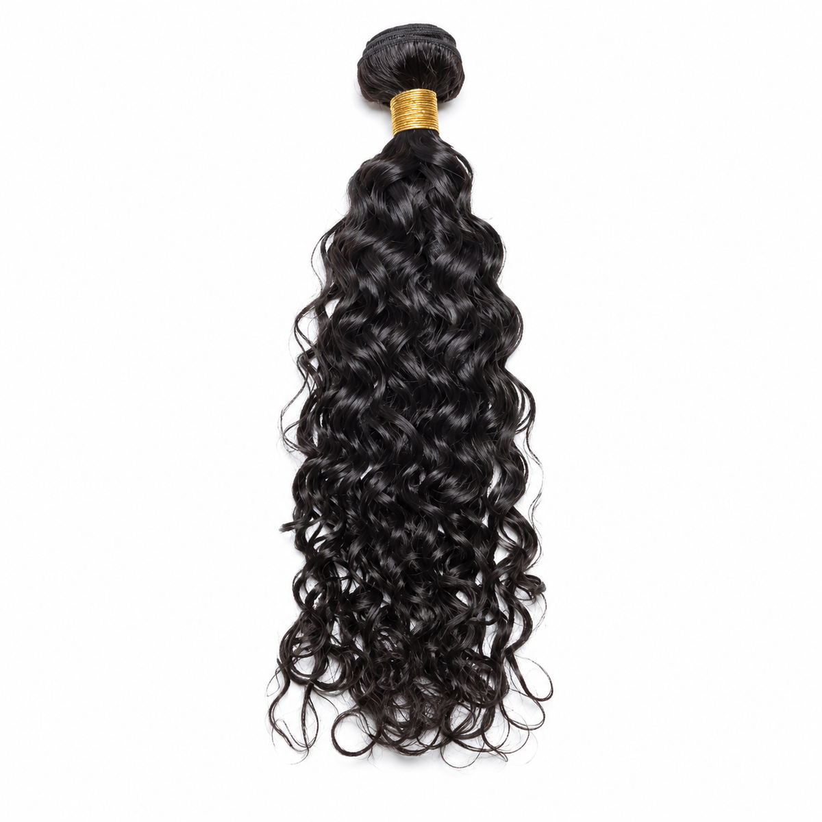 Single 100 g bundle of natural black water wave Remy human hair, 20 inches, machine double weft