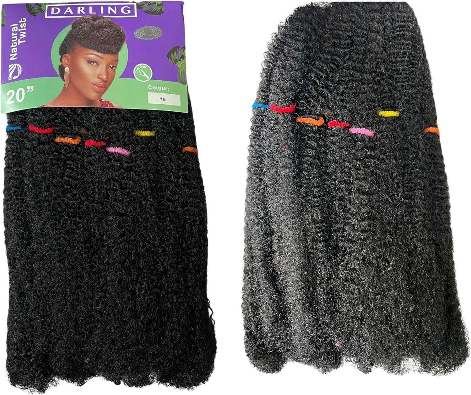 DARLING Natural Twist - 20" | Synthetic Braiding Hair | Soft Lightweight Twists | Tangle-Free - Color 1B