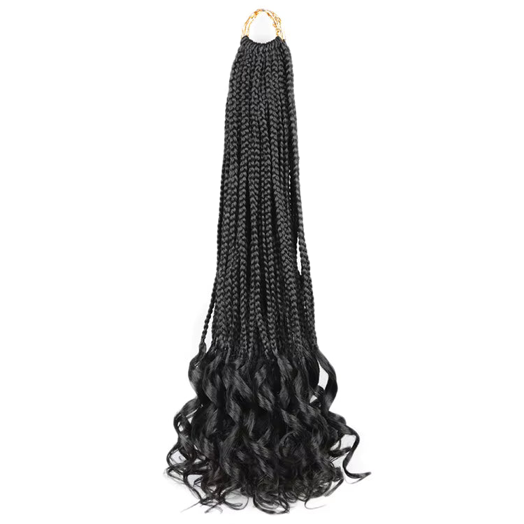 Goddess Box Braids French Curl Crochet Hair With Bouncy Wavy Ends Pre Looped Synthetic Hair Extensions