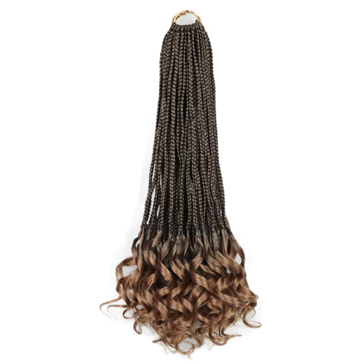 Goddess Box Braids French Curl Crochet Hair With Bouncy Wavy Ends Pre Looped Synthetic Hair Extensions