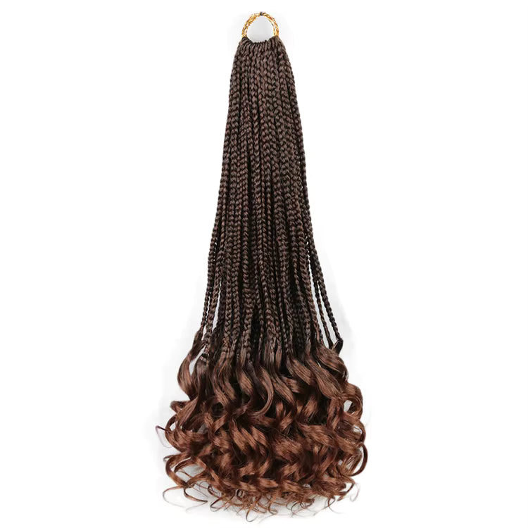Goddess Box Braids French Curl Crochet Hair With Bouncy Wavy Ends Pre Looped Synthetic Hair Extensions
