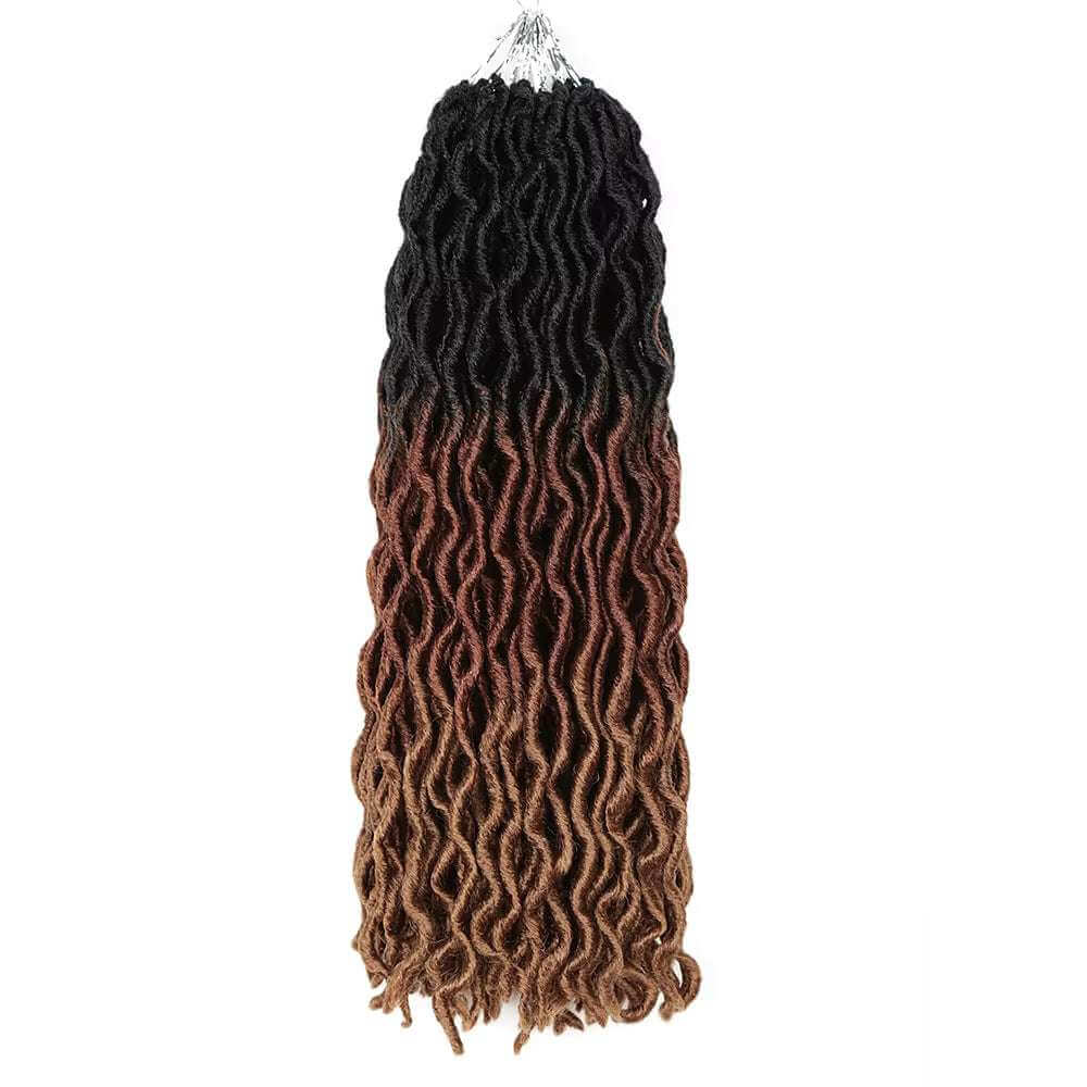 18" Wavy Gypsy Locs Crochet Hair Synthetic Wavy Twist Braiding Hair Extension - 100g showcasing beautiful wavy locs.