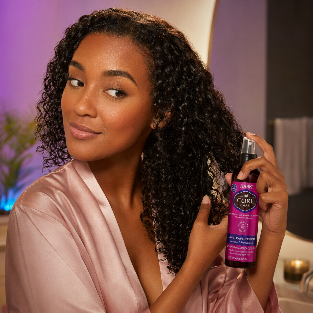 HASK Curl Care 5-In-1 Leave In Spray (6oz) - usage
