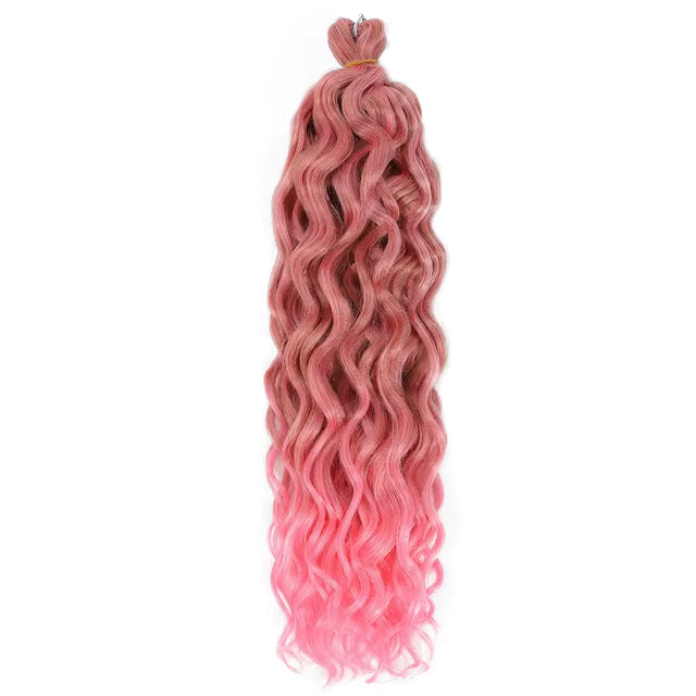 24 inch Hawaii Water Wave Ocean Wave Braiding Hair Extensions - 90g showcased in a vibrant, wavy style for tropical beauty.