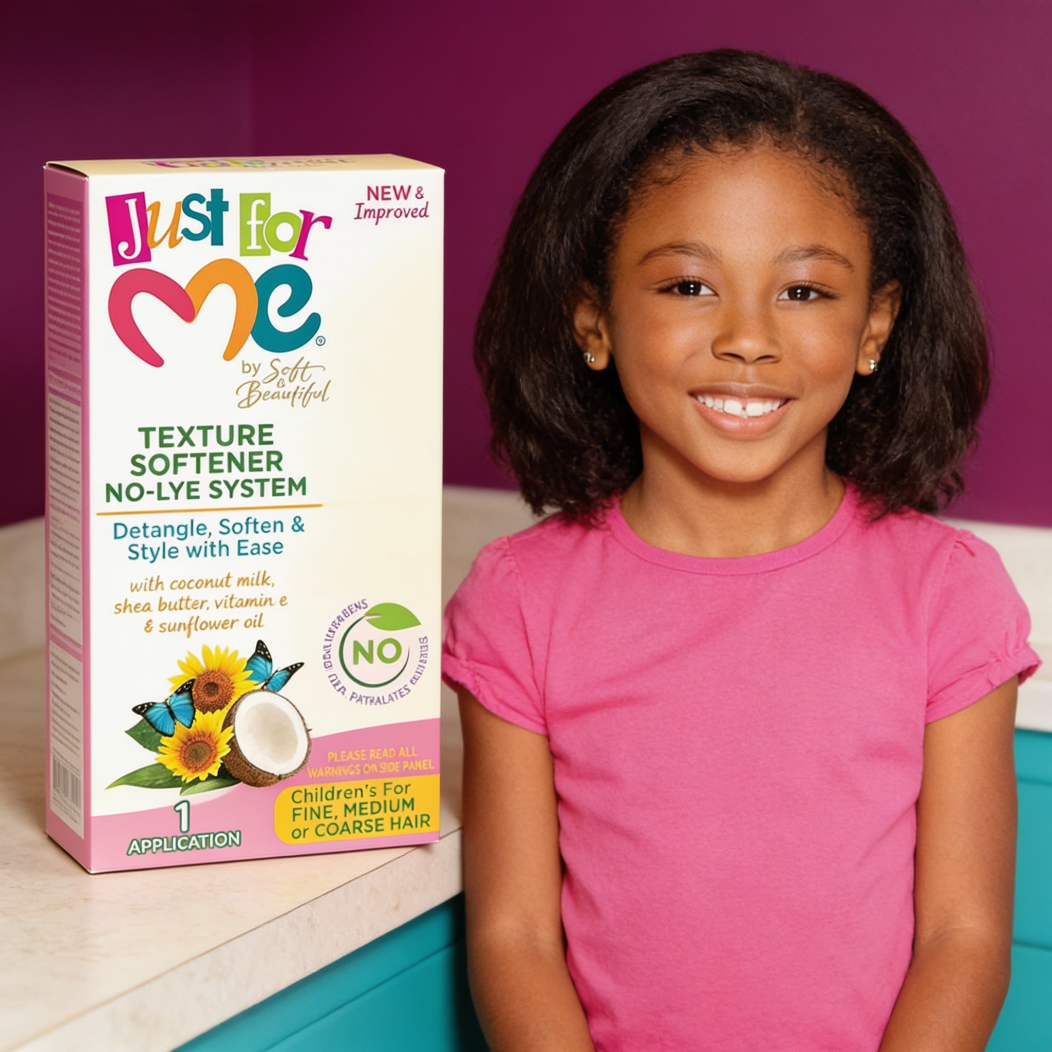 JUST FOR ME No-Lye Conditioning Texture Softener Kit - usage