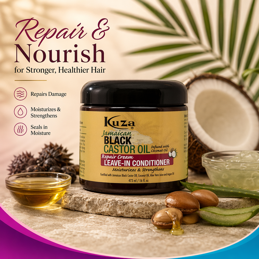KUZA Jamaican Black Castor Oil Repair Cream Leave In Conditioner (16oz) - benefit