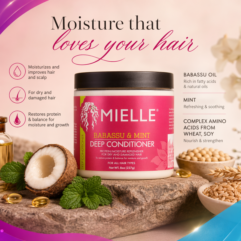 MIELLE Babassu & Mint Deep Conditioner (8oz) - benefit