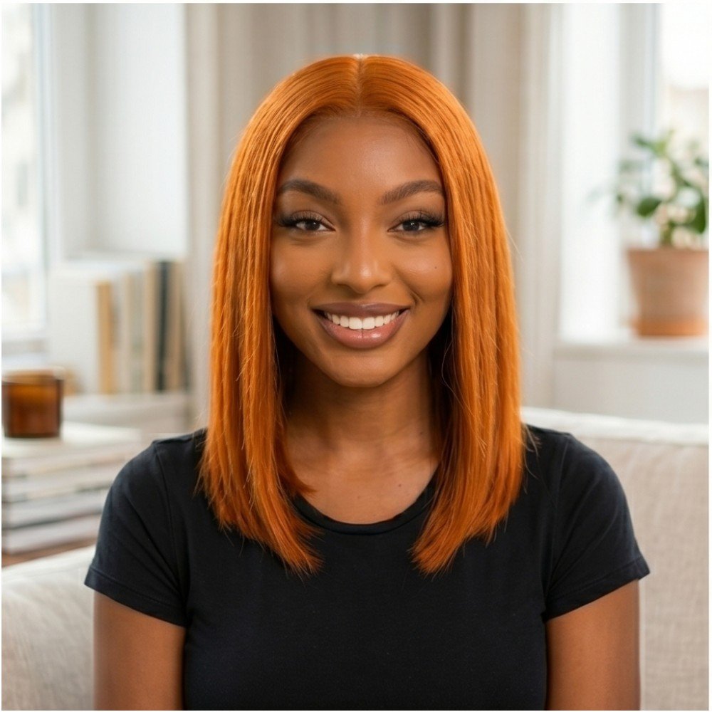 Beaumate 10" straight blended human hair in Orange, photo 2