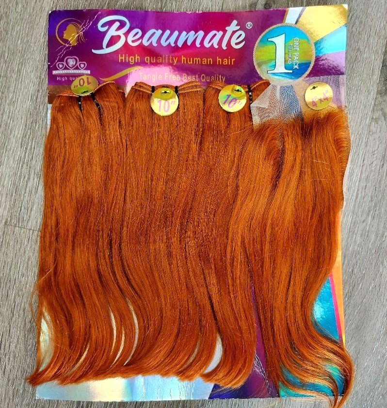 Beaumate 10" straight blended human hair in Orange, photo 4